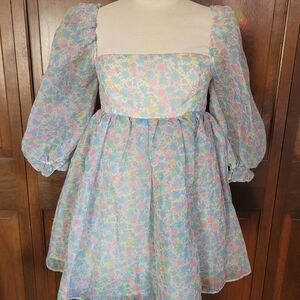 Large "For Love Bell" Selkie Inspired Babydoll Puff Dress is Ditsy Floral